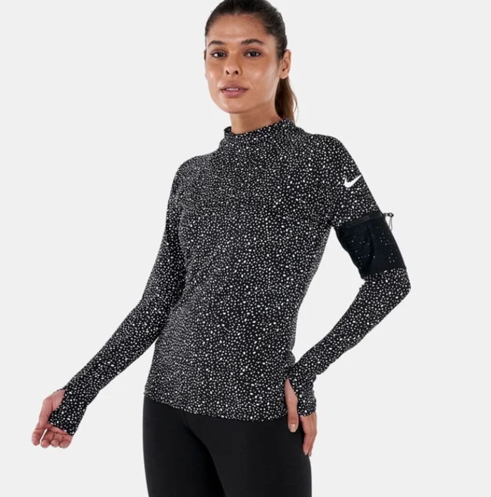Nike Black White Women's Water Dots Long Sleeve Rashguard NWT Size M
